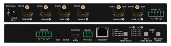 91310034, Lightware, MMX4x2-HDMI, Матричный коммутатор HDMI 4x2 с функцией Breakaway Analog Audio
